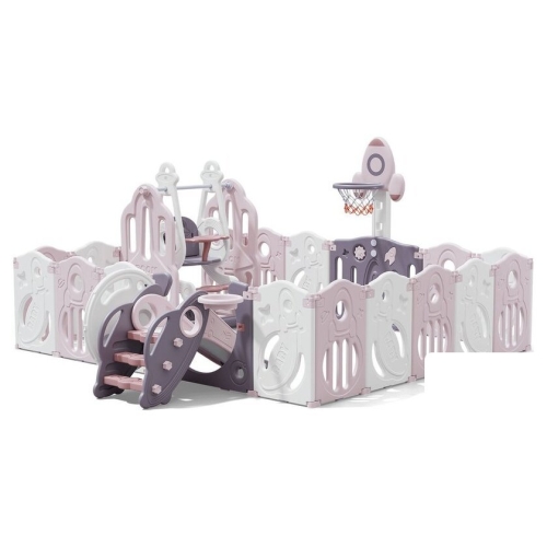 Игровой манеж UNIX kids SUPREME Space 200x200 Rose с качелями