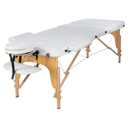 Массажный стол Atlas Sport 60 см складной 3-с деревянный (белый)