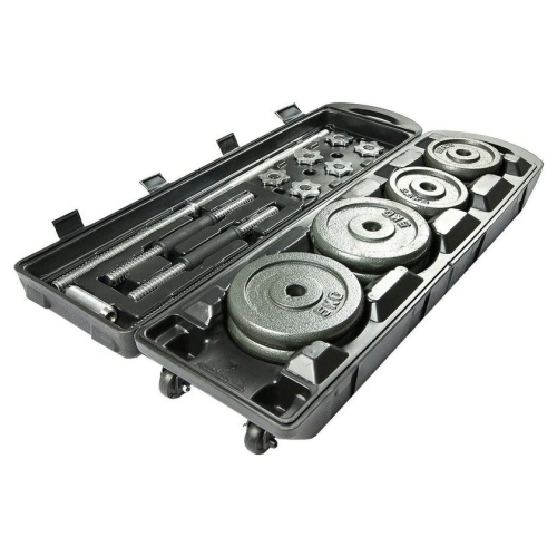 Набор гантелей с грифом для штанги Atlas Sport металлические в чемодане 50 кг