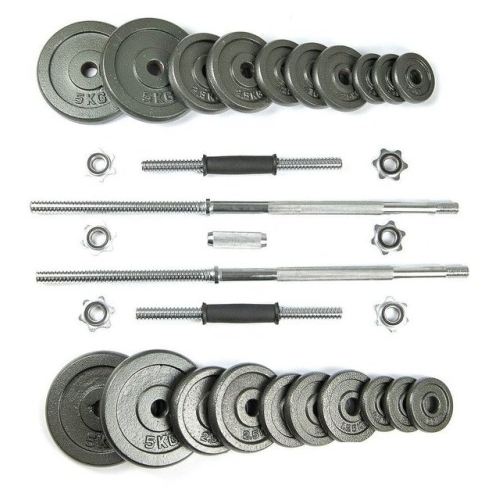 Набор гантелей с грифом для штанги Atlas Sport металлические в чемодане 50 кг