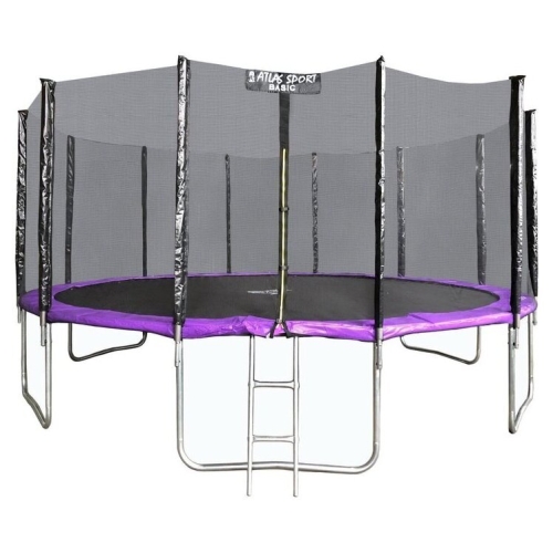 Батут Atlas Sport 490 см - 16ft Basic (с лестницей, внешняя сетка, сливовый)