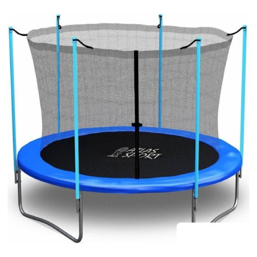 Батут Atlas Sport 252 см - 8ft (с лестницей, внутренняя сетка, синий)