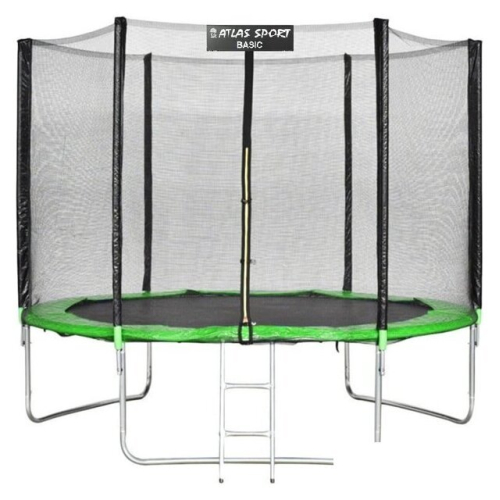 Батут Atlas Sport 312 см - 10ft Basic (с лестницей, внешняя сетка, зеленый)