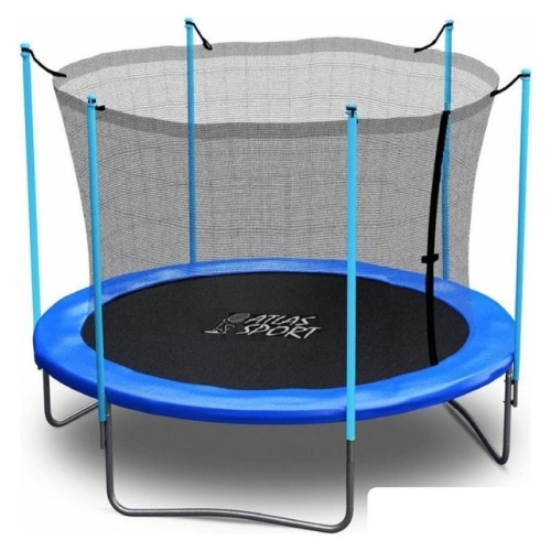 Батут Atlas Sport 252 см - 8ft (с лестницей, внутренняя сетка, синий)