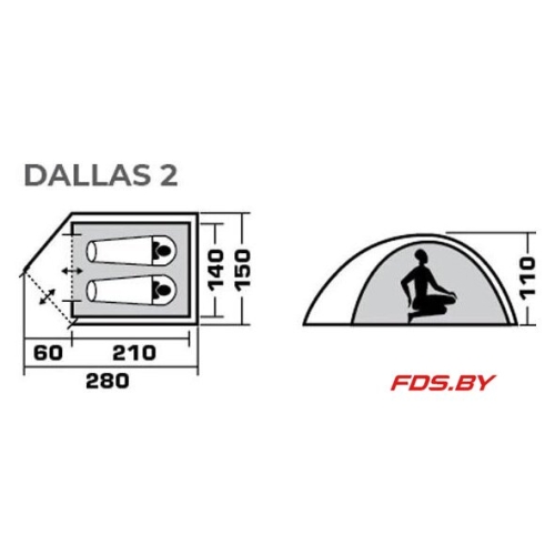 Треккинговая палатка Dallas 2 (зеленый) Jungle Camp