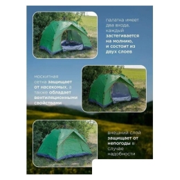 Треккинговая палатка ForceKraft FK-CAMP-1 (зеленый) 8991783