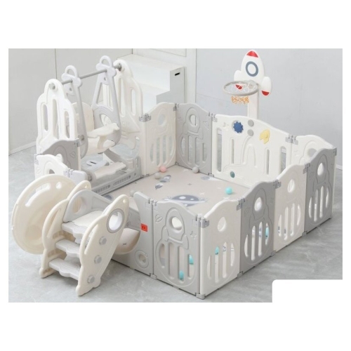 Игровой манеж UNIX kids SUPREME Space 200x240 Grey с качелями