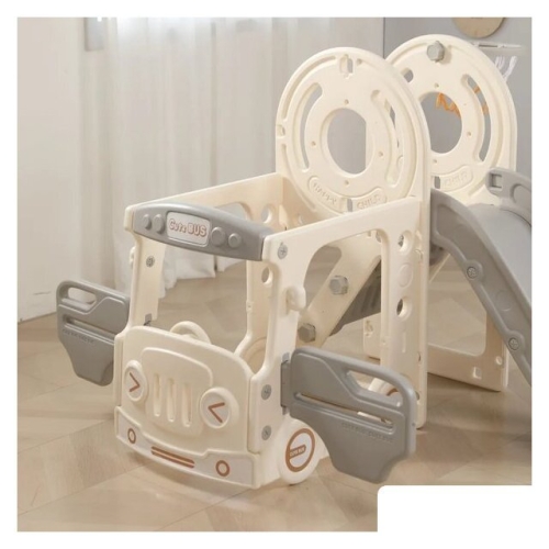 Игровой комплекс UNIX kids Bus с горкой и качелями Grey