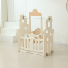 Манеж UNIX Kids DeLuxe House / Делюкс Дом бежевый, 150 x 180 см, с баскетбольной стойкой, доской для рисования, качелями