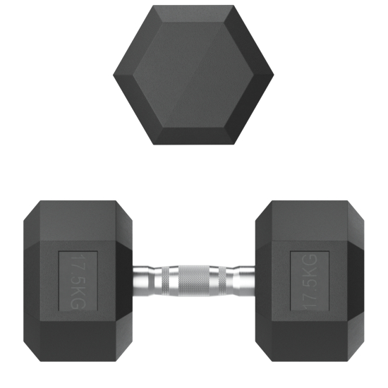 Гантель гексагональная UNIX Fit обрезиненная 17,5 кг, 2 шт.