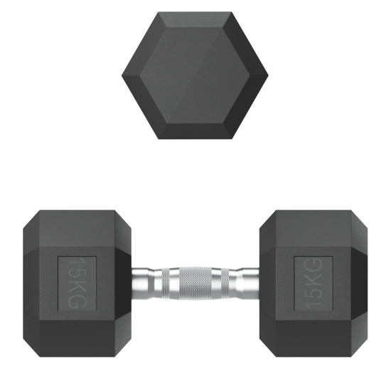 Гантель гексагональная UNIX Fit обрезиненная 15 кг, 2 шт.