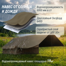 Надувная палатка UNIX Camp Sirius 4х3 зеленый (+ навес)