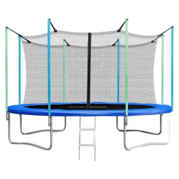 Батут Atlas Sport 374 см - 12ft (с лестницей, внутренняя сетка, синий) 1362405