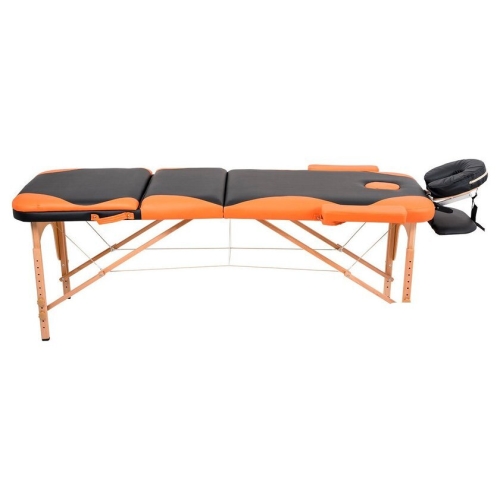 Массажный стол Atlas Sport складной 3-с деревянный 60 см (черно-оранжевый)