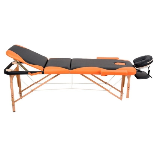 Массажный стол Atlas Sport складной 3-с деревянный 60 см (черно-оранжевый)