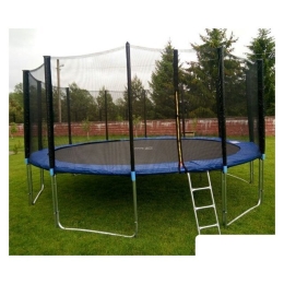 Батут Atlas Sport 490 см - 16ft Pro (с лестницей, внешняя сетка, синий) 364081