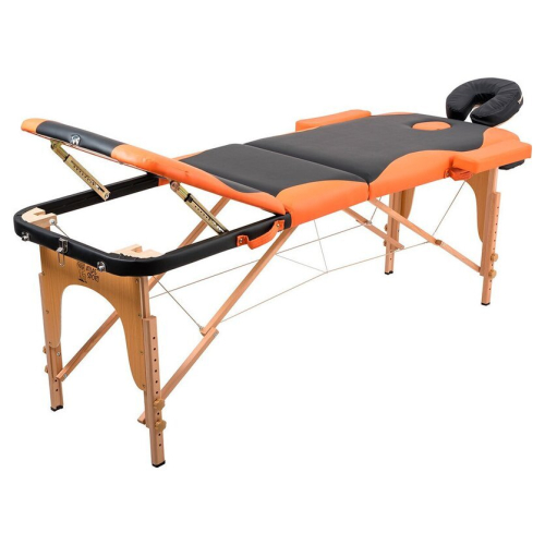 Массажный стол Atlas Sport складной 3-с деревянный 60 см (черно-оранжевый)