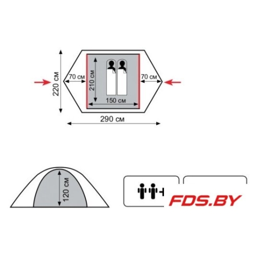 Треккинговая палатка Tourist 2 Tramp Lite