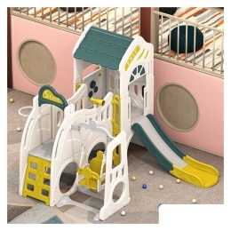 Игровой комплекс UNIX kids Playhouse с горкой с качелями и баскетбольной стойкой 9787773