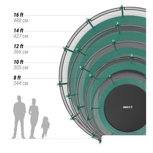 Батут Unix Line Supreme Basic 14 ft (green)