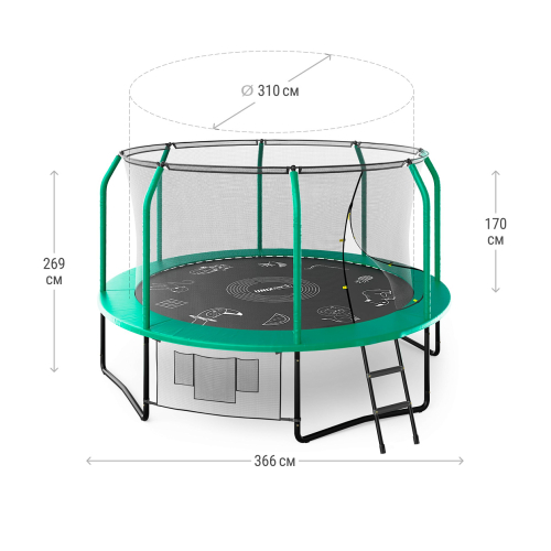 Батут UNIX Line SUPREME GAME 12 ft (Green)