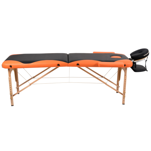 Массажный стол Atlas Sport складной 2-с 60 см деревянный + сумка в подарок (черно-оранжевый)