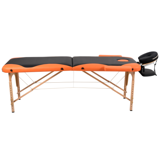 Массажный стол Atlas Sport складной 2-с 60 см деревянный + сумка в подарок (черно-оранжевый)