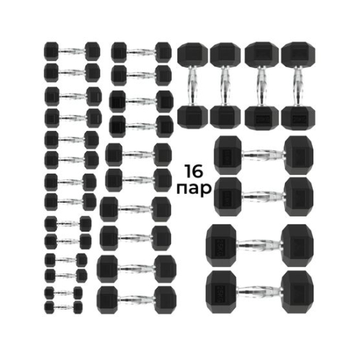 Гантельный ряд DFC от 1 кг до 25 кг