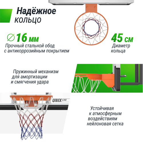 Баскетбольный щит UNIX Line B-Backboard-PC 50"x32" R45
