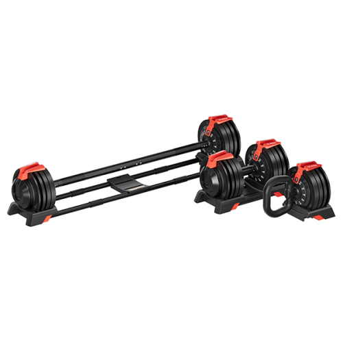 Гантель регулируемая 24кг + штанга + гиря, HYFIT, набор 3в1, D7080