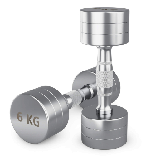 Гантель UNIX Fit PRO круглая хромированная 6 кг, 2 шт.