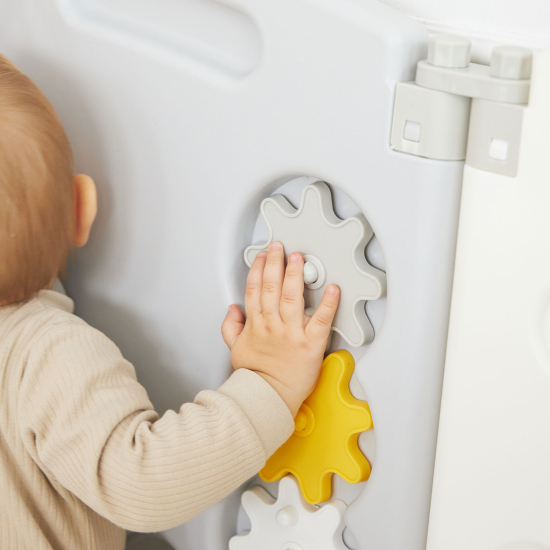 Манеж UNIX Kids Deluxe / Делюкс серый180 x 200 см, с баскетбольным кольцом и ковриком