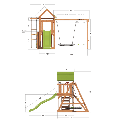 Детский игровой комплекс UNIX Line (6 in 1) Light Green