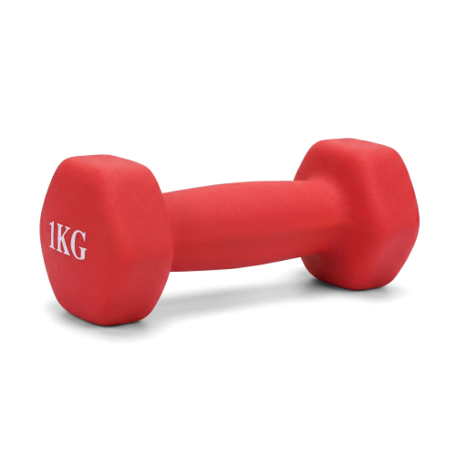 Гантель неразборная гексагональная неопрен  1 кг (красная) VictoryFit VF-DHN010-R