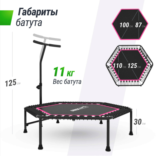 Батут спортивный UNIX Line FITNESS Pink (125 см)