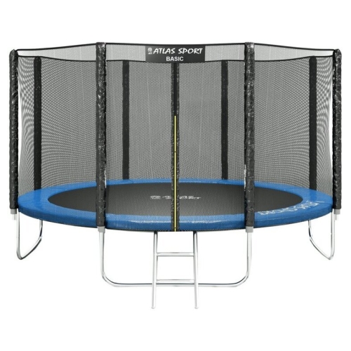 Батут Atlas Sport 435 см - 14ft Basic (с лестницей, внешняя сетка, синий)