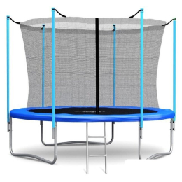 Батут Atlas Sport 252 см - 8ft (с лестницей, внутренняя сетка, синий) 8698143