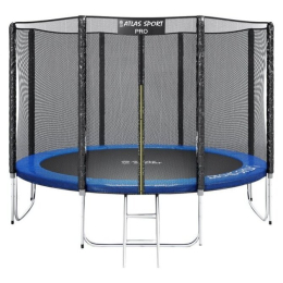Батут Atlas Sport 374 см - 12ft Pro (усиленные опоры, внешняя сетка, синий) 1380513