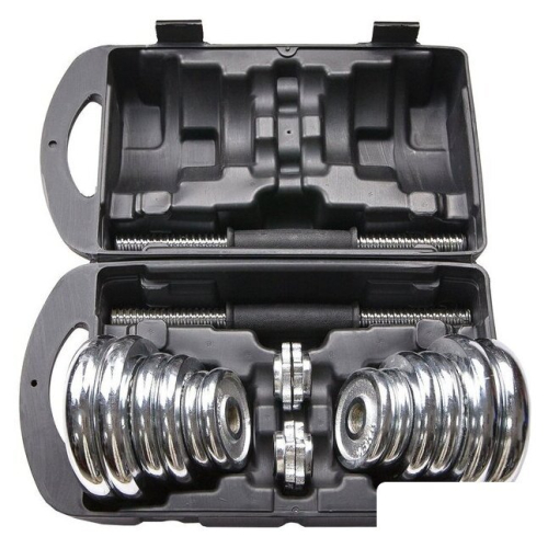 Набор гантелей Atlas Sport хромированные в чемодане 20 кг (2x10 кг)