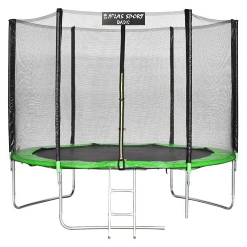 Батут Atlas Sport 312 см - 10ft Basic (с лестницей, внешняя сетка, зеленый)