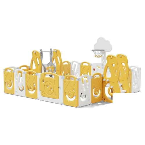 Игровой манеж UNIX kids SUPREME Music 200x240 Yellow с качелями