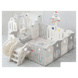 Игровой манеж UNIX kids SUPREME Space 160x160 Grey с качелями 9782447