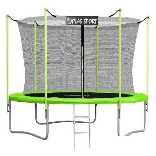 Батут Atlas Sport 252 см - 8ft (с лестницей, внутренняя сетка, зеленый)