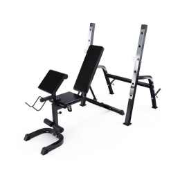 Скамья со стойками под штангу DFC GORILLA черная, с партой для бицепса