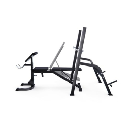 Скамья со стойками под штангу DFC GORILLA черная, с партой для бицепса