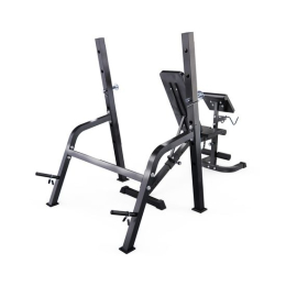 Скамья со стойками под штангу DFC GORILLA черная, с партой для бицепса