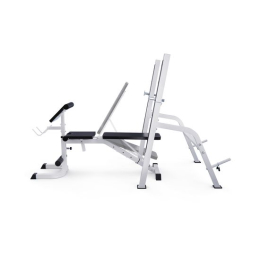 Скамья со стойками под штангу DFC GORILLA белая, с партой для бицепса