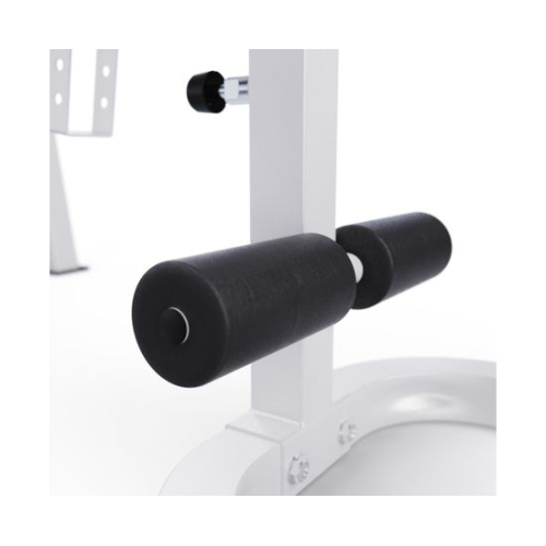 Скамья со стойками под штангу DFC GORILLA белая, с партой для бицепса