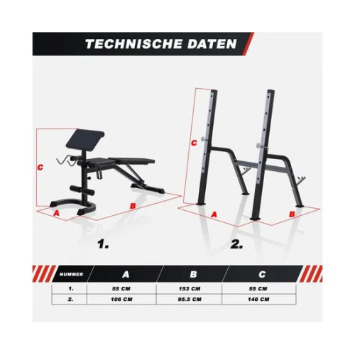 Скамья со стойками под штангу DFC GORILLA белая, с партой для бицепса