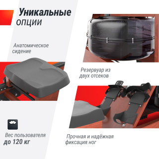 Гребной тренажер UNIX Fit Wood Rower Dark